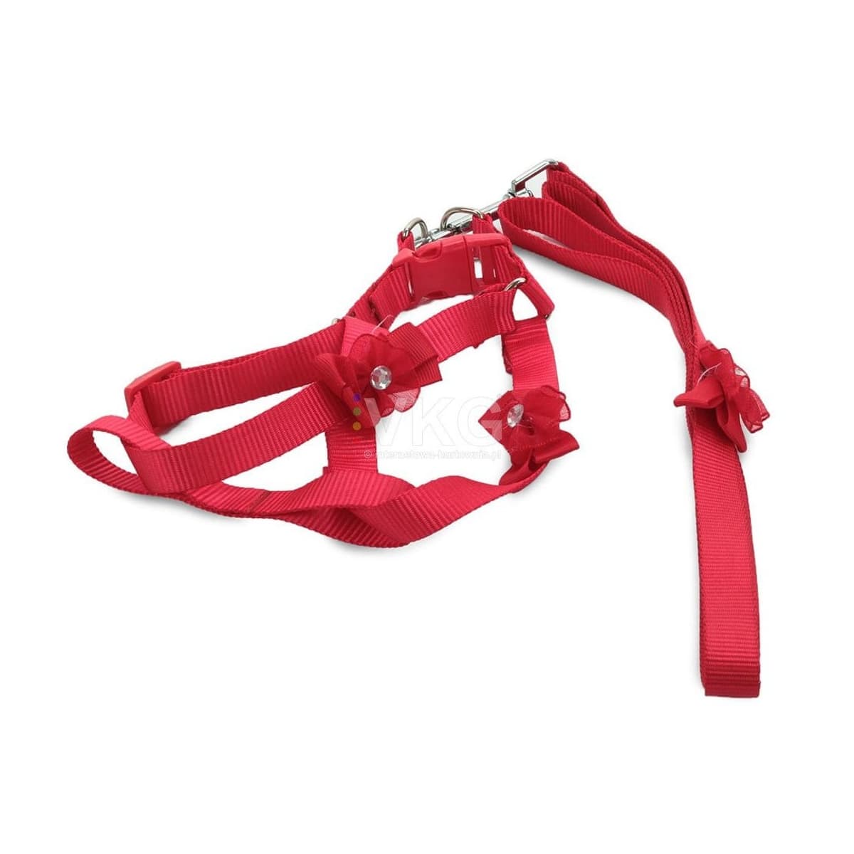 Hundsele med koppel, 1,5 cm bred, 124 cm