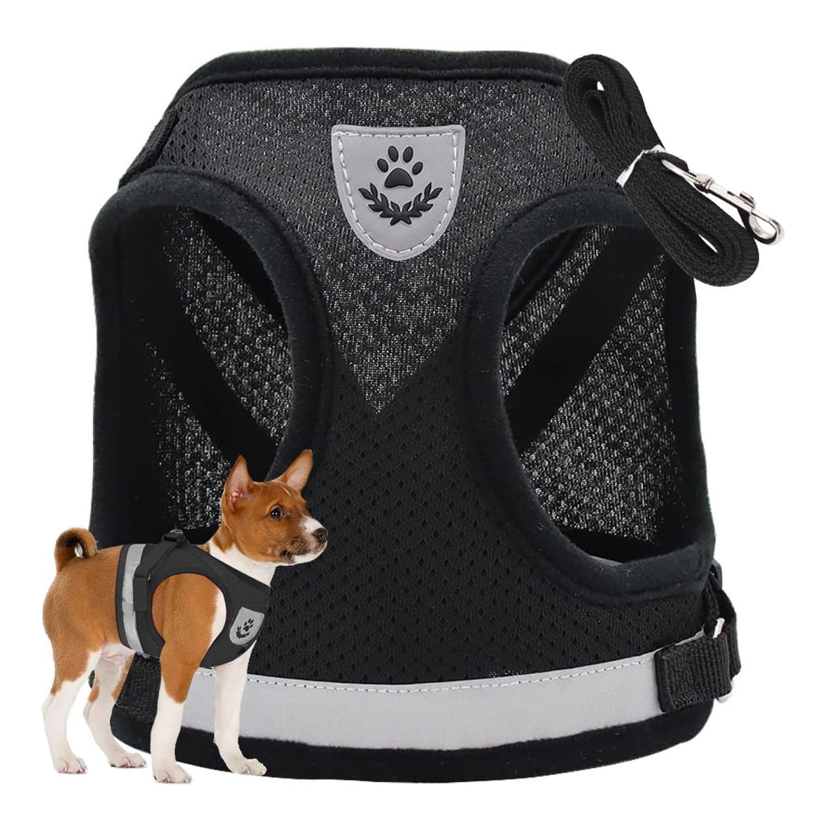 Hundsele med koppel XS, tryckfri, reflex