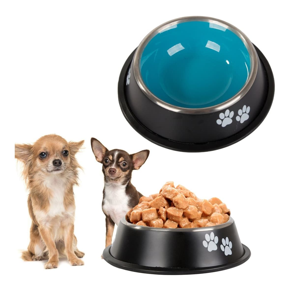 Hundskål i rostfritt stål, halkskydd, 400 ml