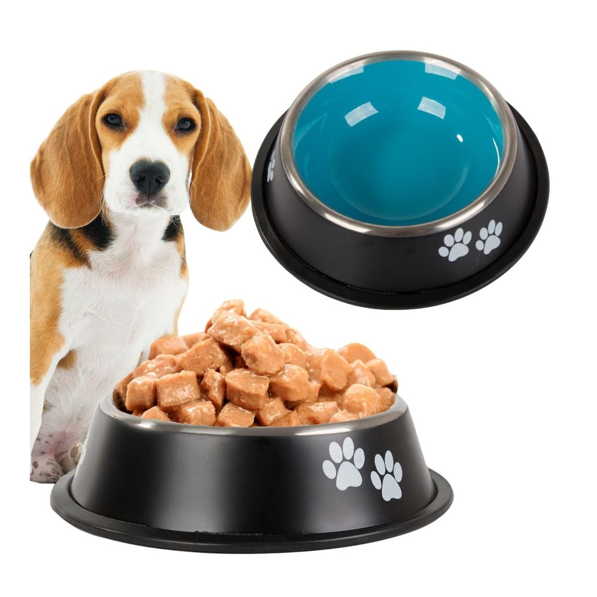 Hundskål i rostfritt stål, 1 liter