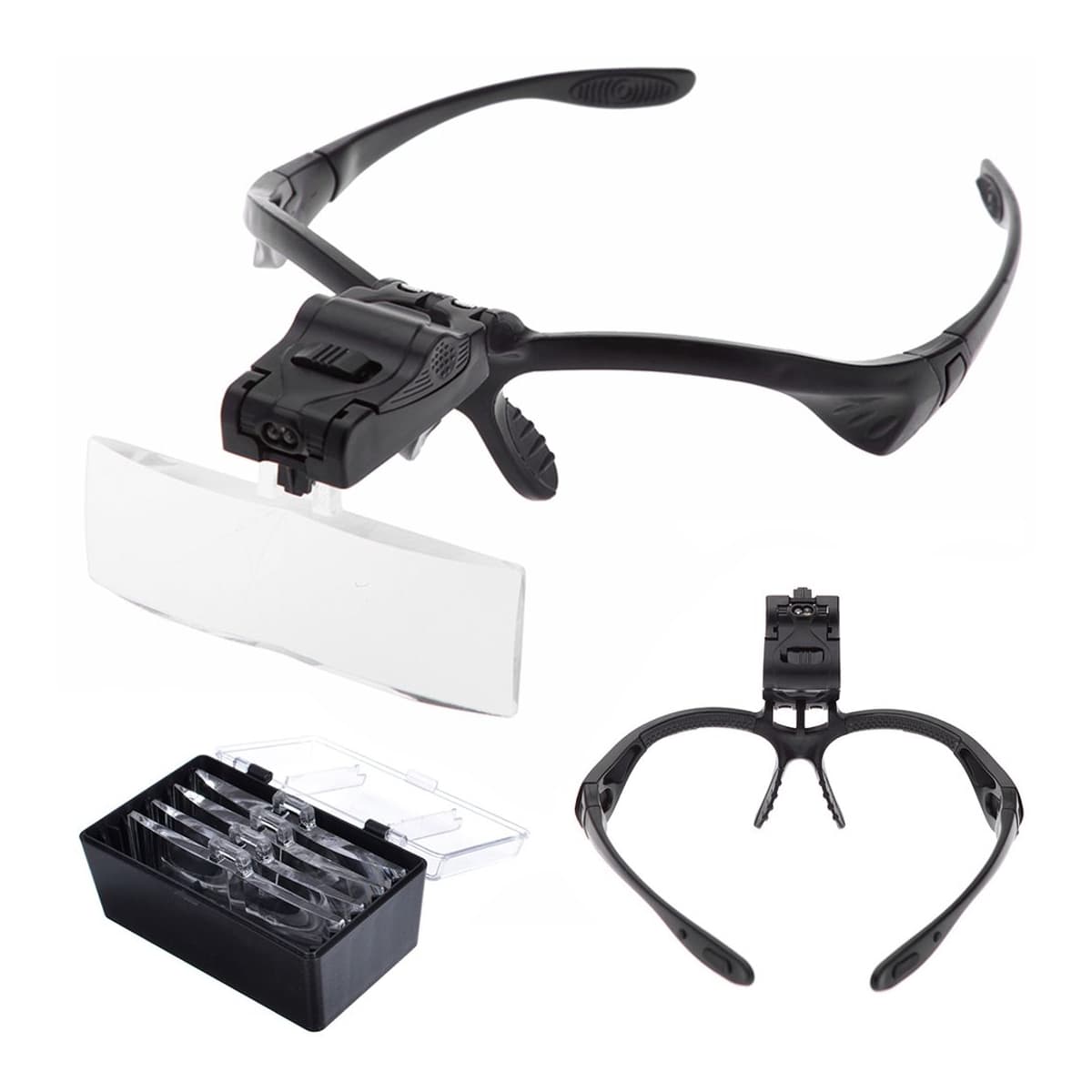 Huvudförstoringsglas med LED, 5 linser 1x-3.5x