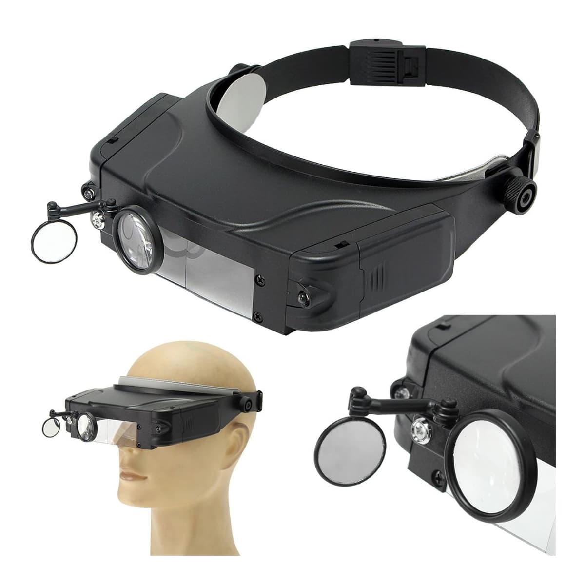 Huvudlupp med LED-belysning, 4 linser