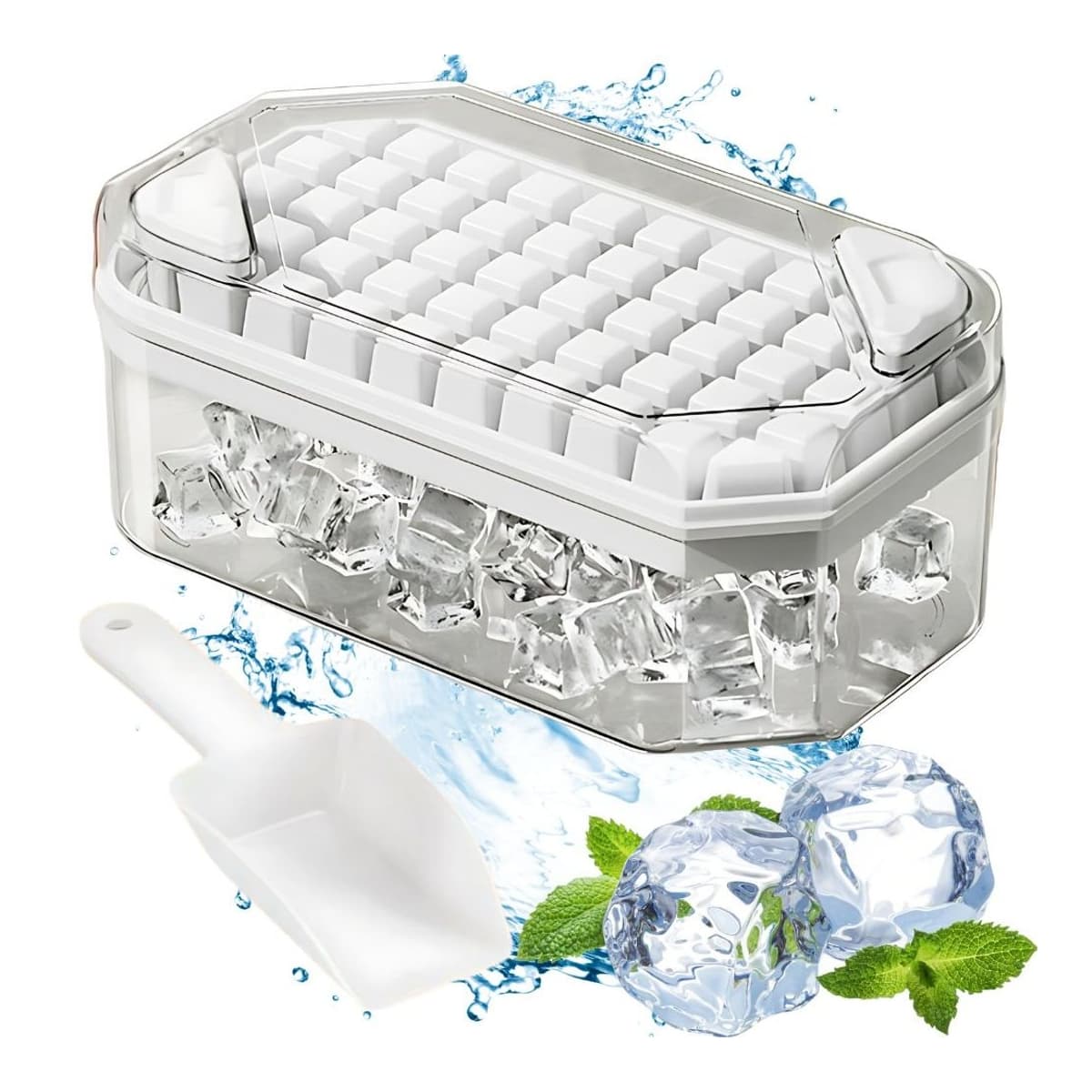 Istärningsform för 50 kuber med behållare och skopa