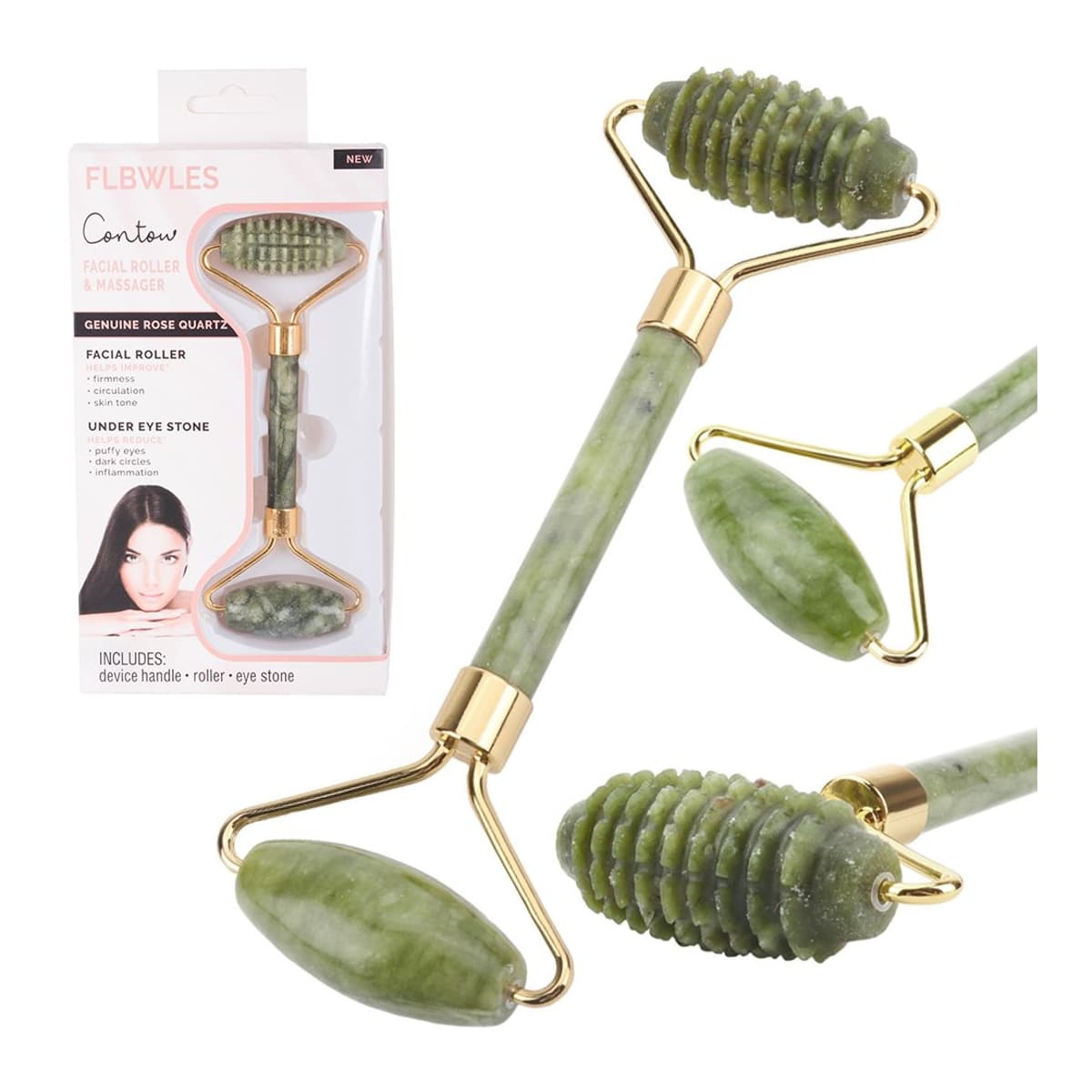 Jade roller ansiktsmassage, 14,5 cm