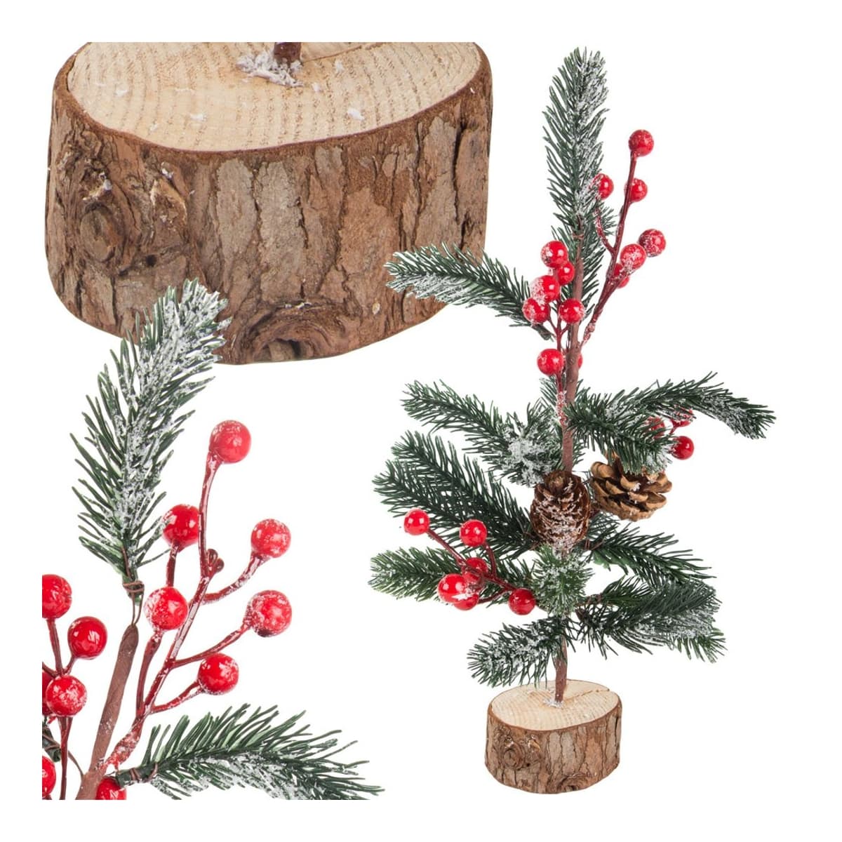 Juldekor gran, 30 cm, träbas