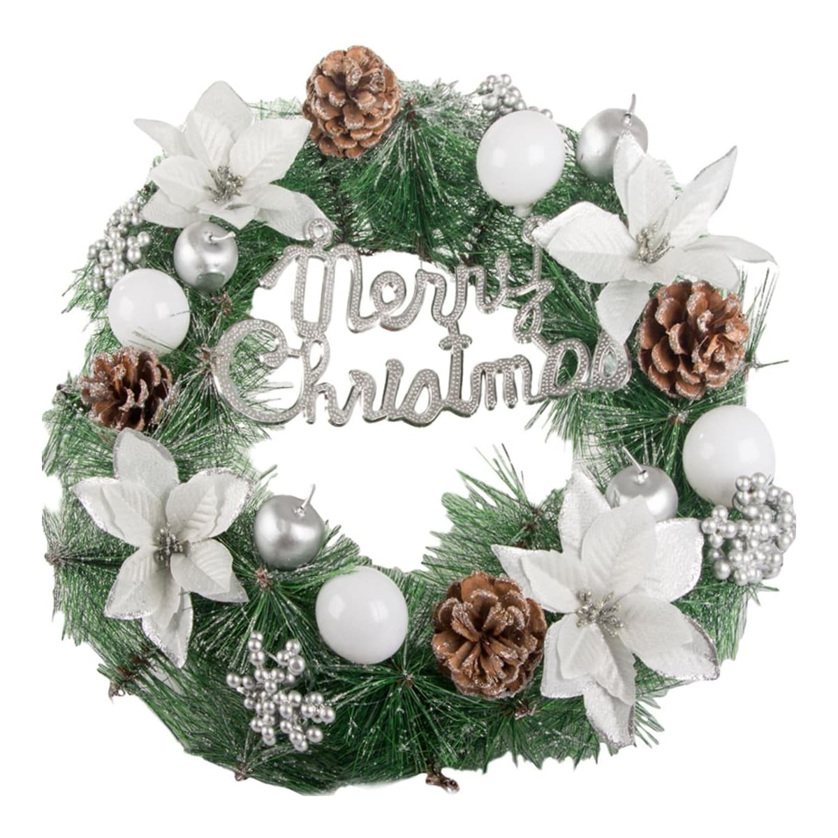 Julkrans med kottar och dekoration, 40 cm