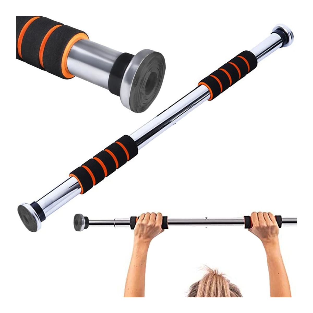 Justerbar pull-up stång, stål, 62-102 cm