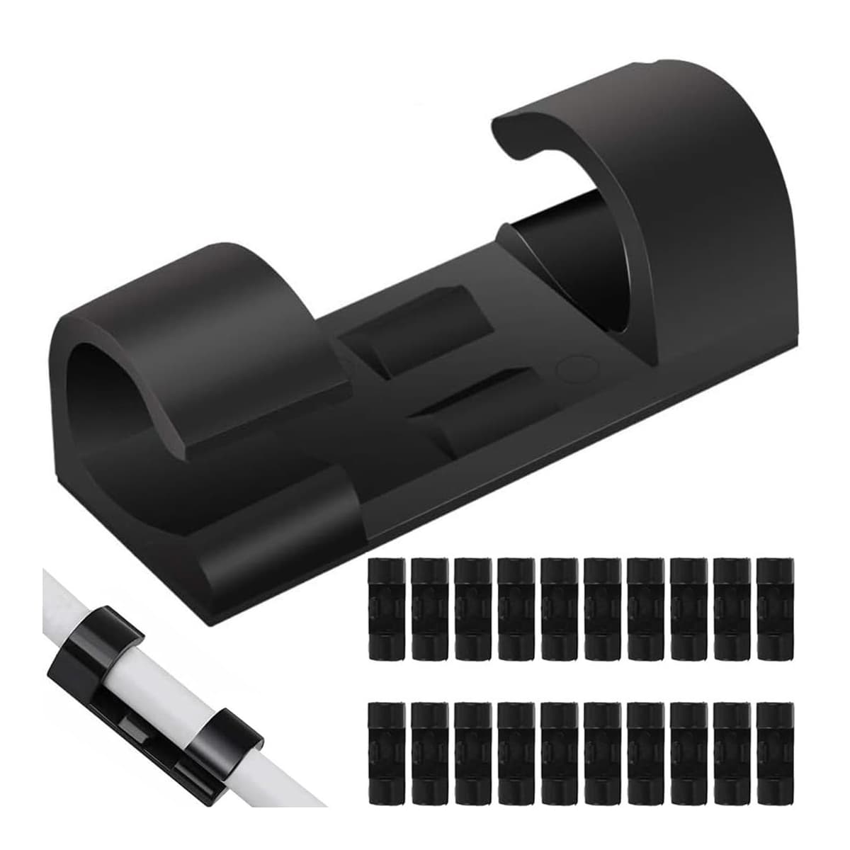 Kabelhållare, självhäftande, 20-pack