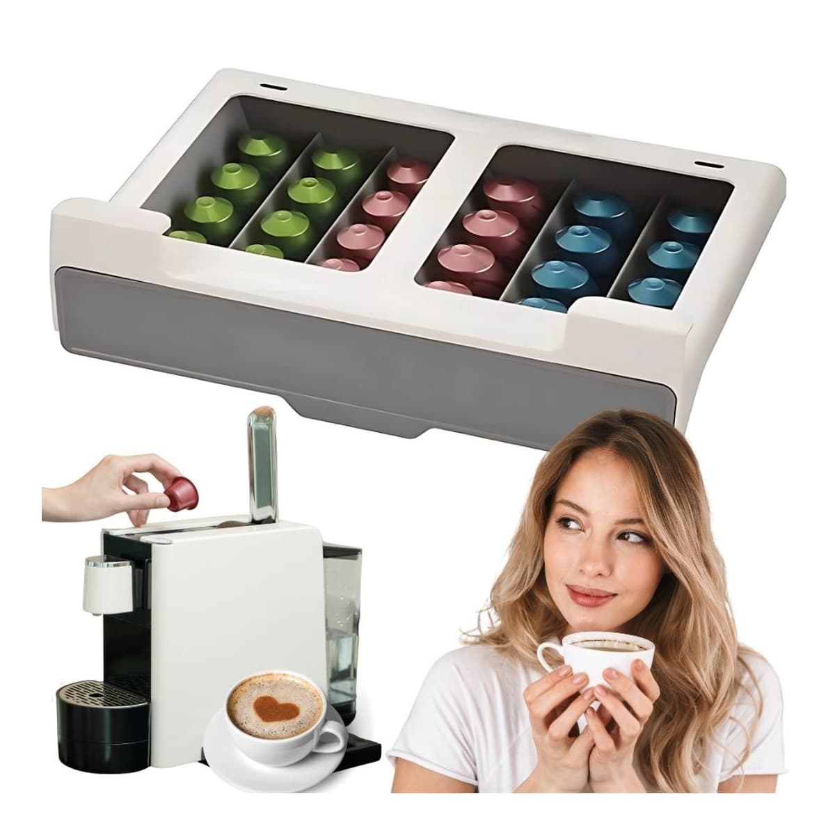 Kapselförvaring för vägg, 30 kapslar, utdragbar