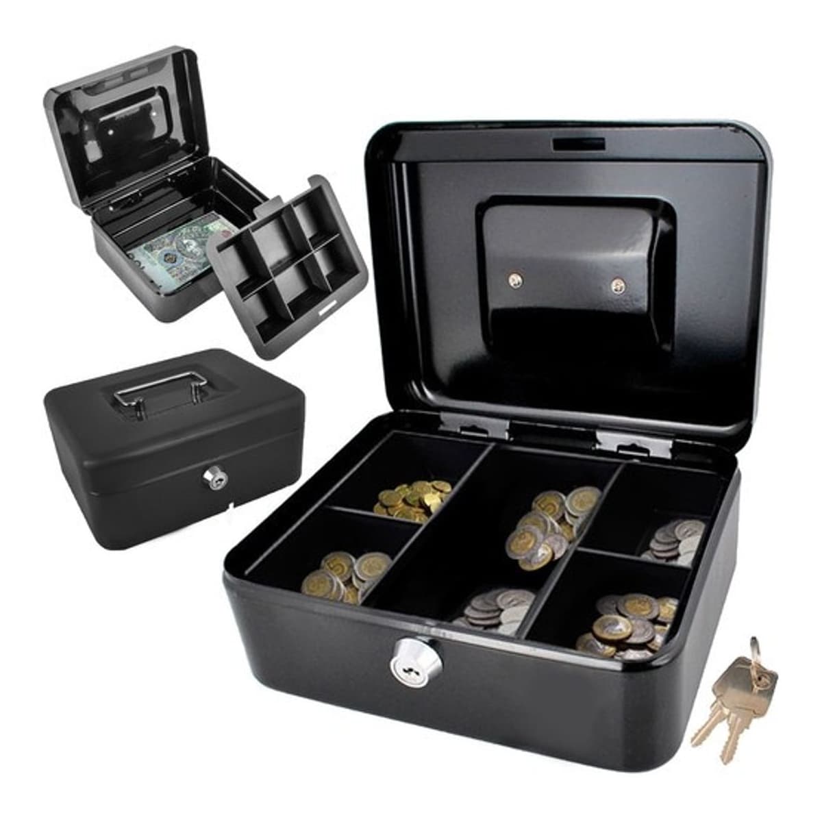 Kassaskrin i metall, svart, 20x16x9 cm