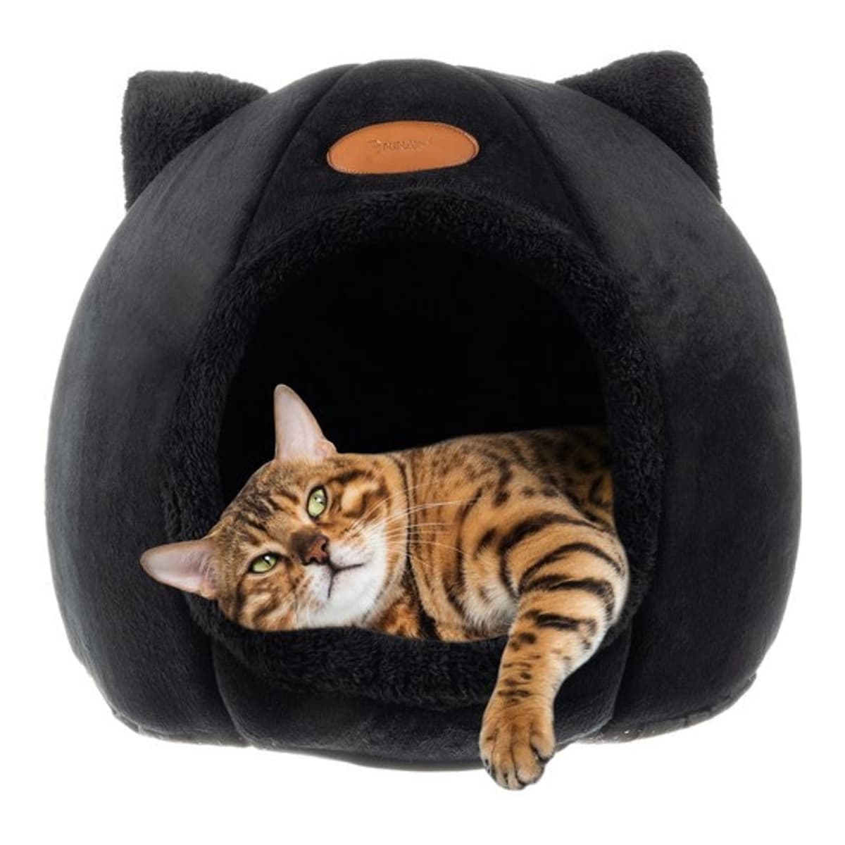 Kattbädd med öron, plysch, 37x34 cm