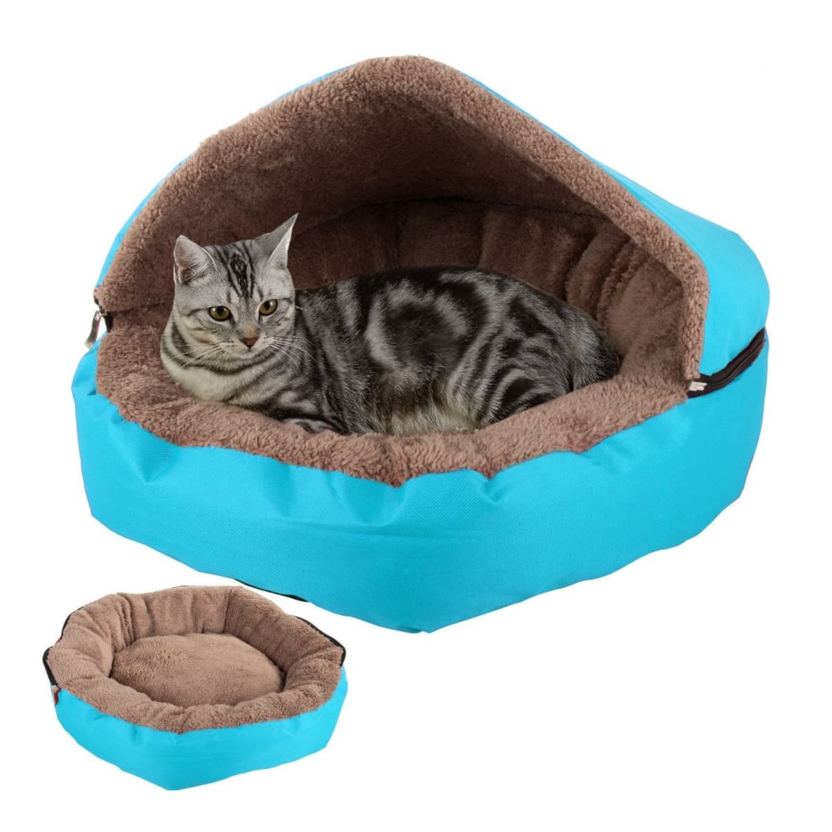 Kattbädd med tak, 54 cm, blå