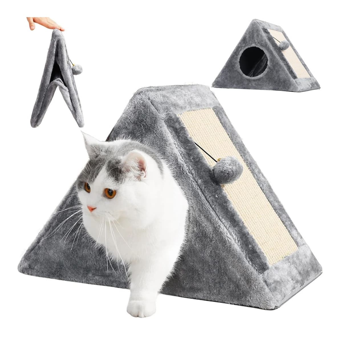 Kattbur triangel med klösstolpe, 44x42x26 cm