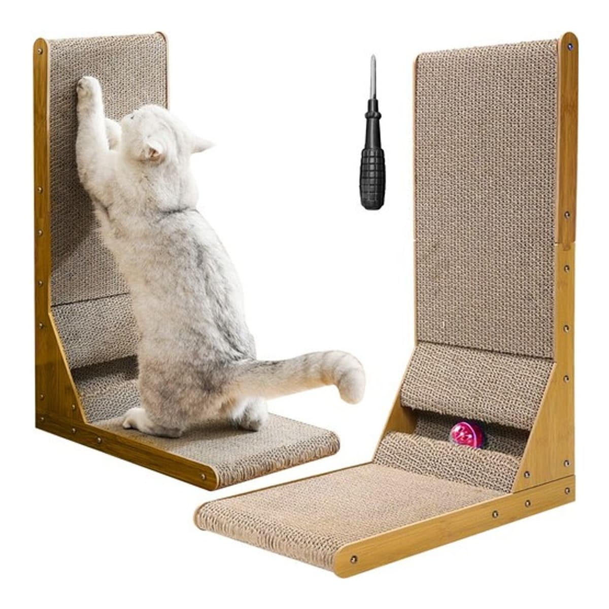 Kattklösträd i hörn med boll, 60x40,5 cm