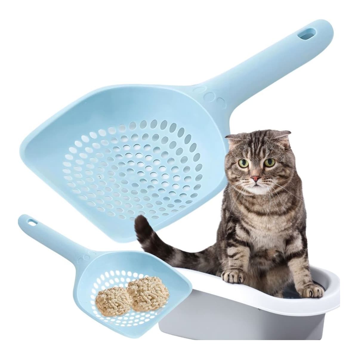 Kattsandskopa stor, plast med ergonomiskt handtag