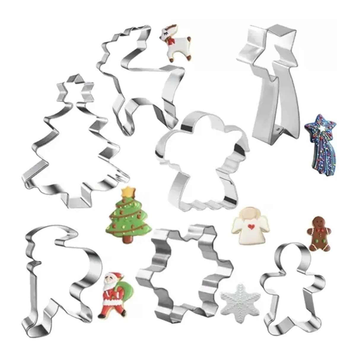 Keksformar jul, 7 st, rostfritt stål