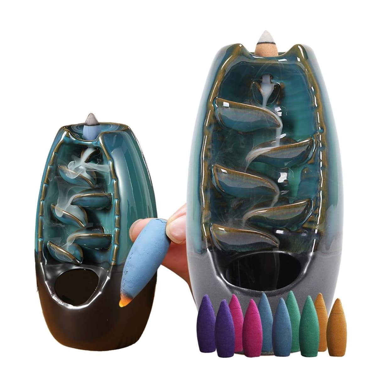 Keramisk rökvattenfall för aromaterapi, 20x9 cm