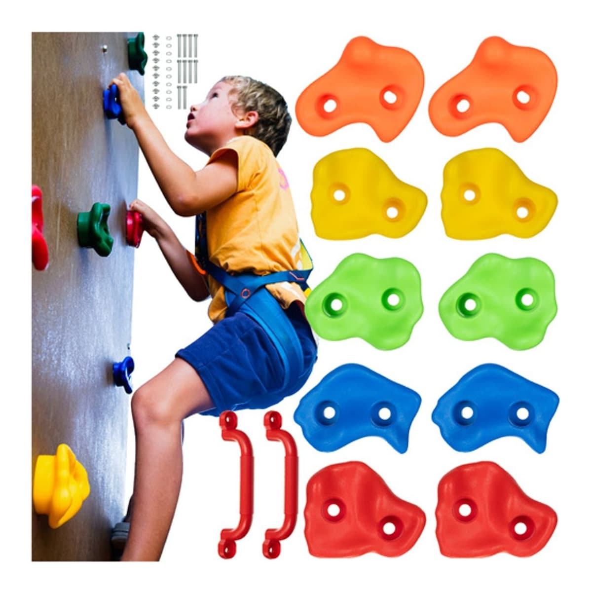 Klättergrepp barn 12 delar färgglada 100kg