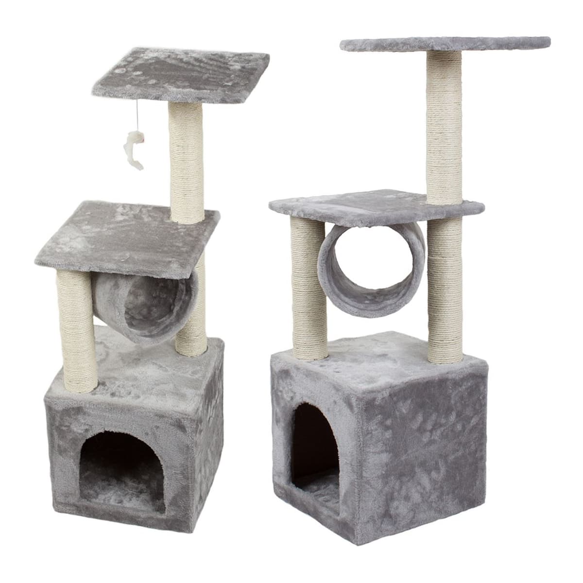 Klösträd med koja, grå, 92 cm