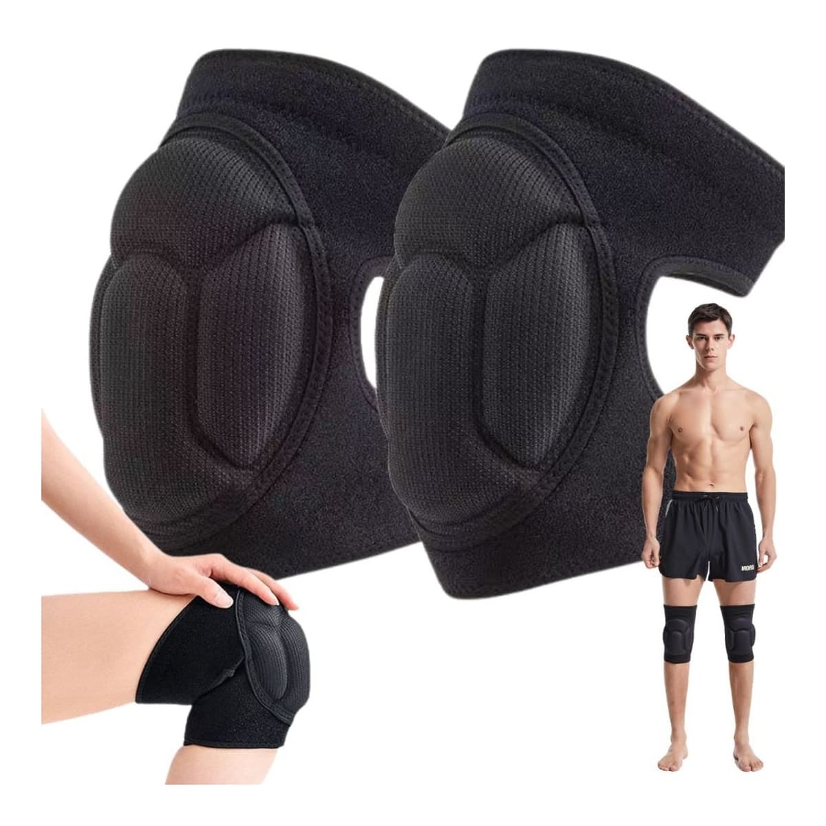 Knäskydd med kardborrband, 2-pack