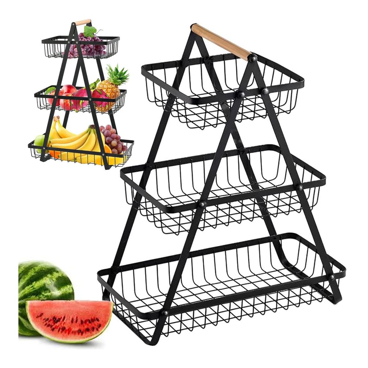 Köksförvaring 3-våningar metall, 49 cm hög