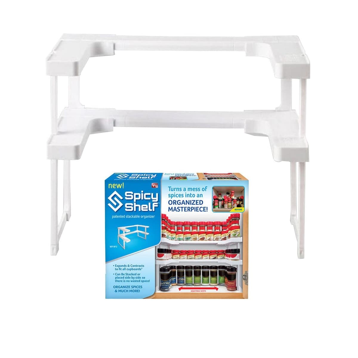 Köksorganisatör med 2 hyllor, justerbar bredd