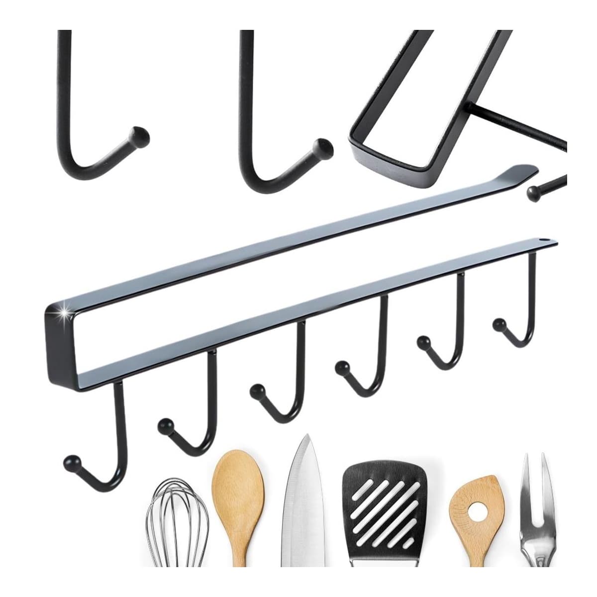 Köksupphängning metall, 6 krokar, 26,5 cm