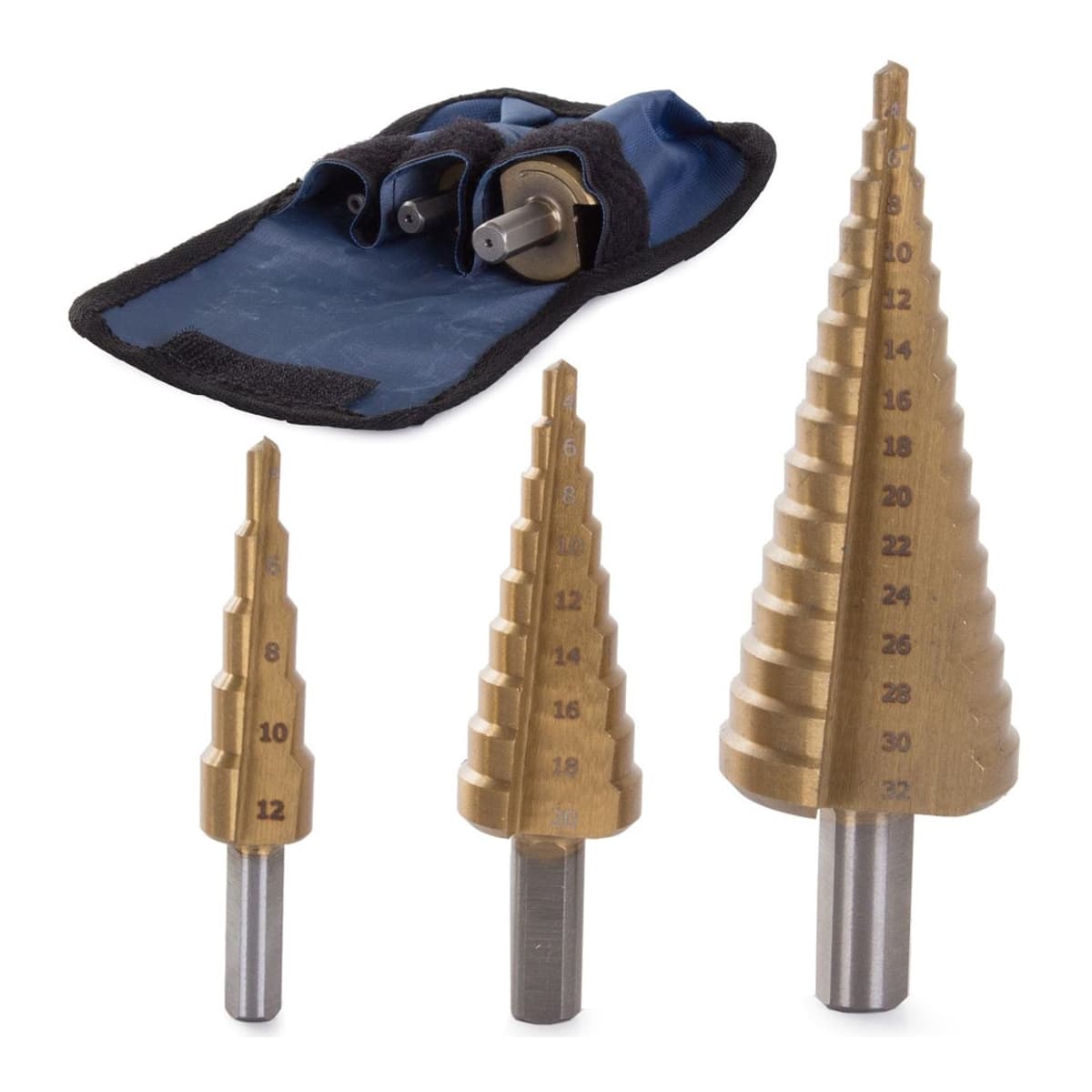 Koniska borr 3-pack HSS titan, 4-32 mm