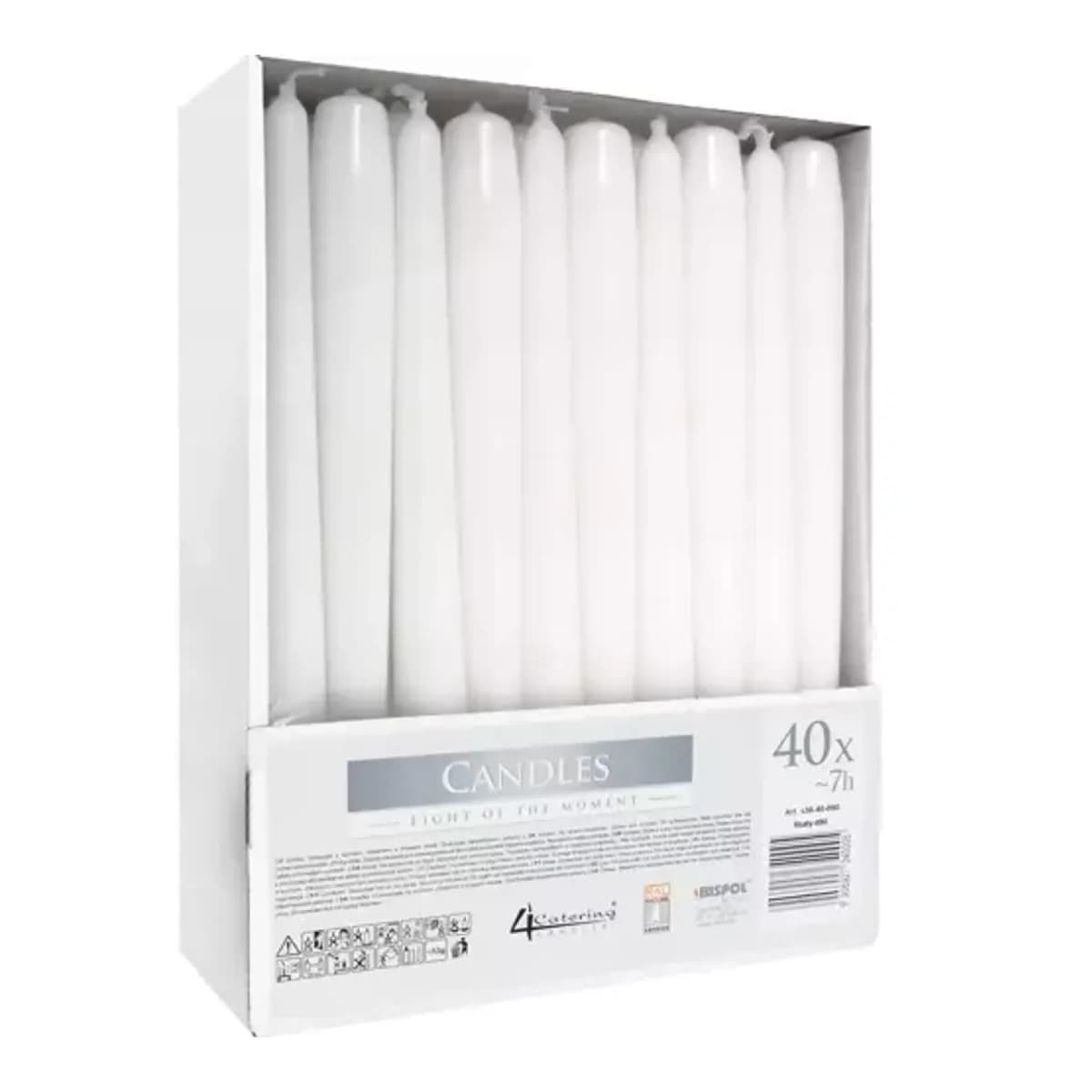 Kronljus vita, 24,5 cm, set med 40 st