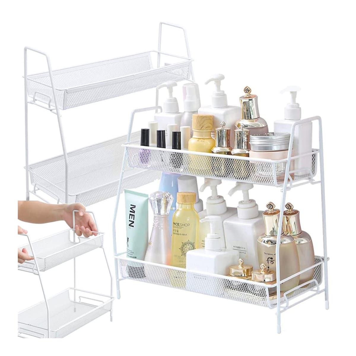 Kryddhylla 2-våningar, vit metall, 32,5 cm