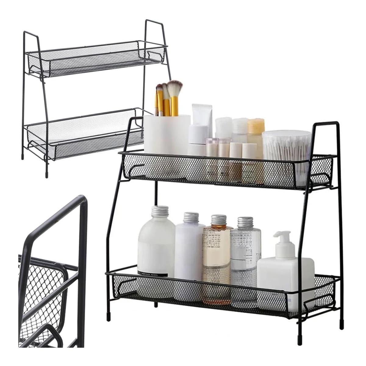 Kryddhylla i metall, svart, 2 våningar, 32,5 cm