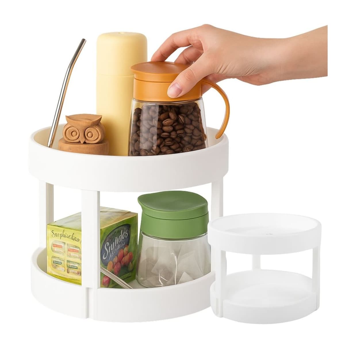 Kryddorganiserare roterande, 2-våning, vit plast