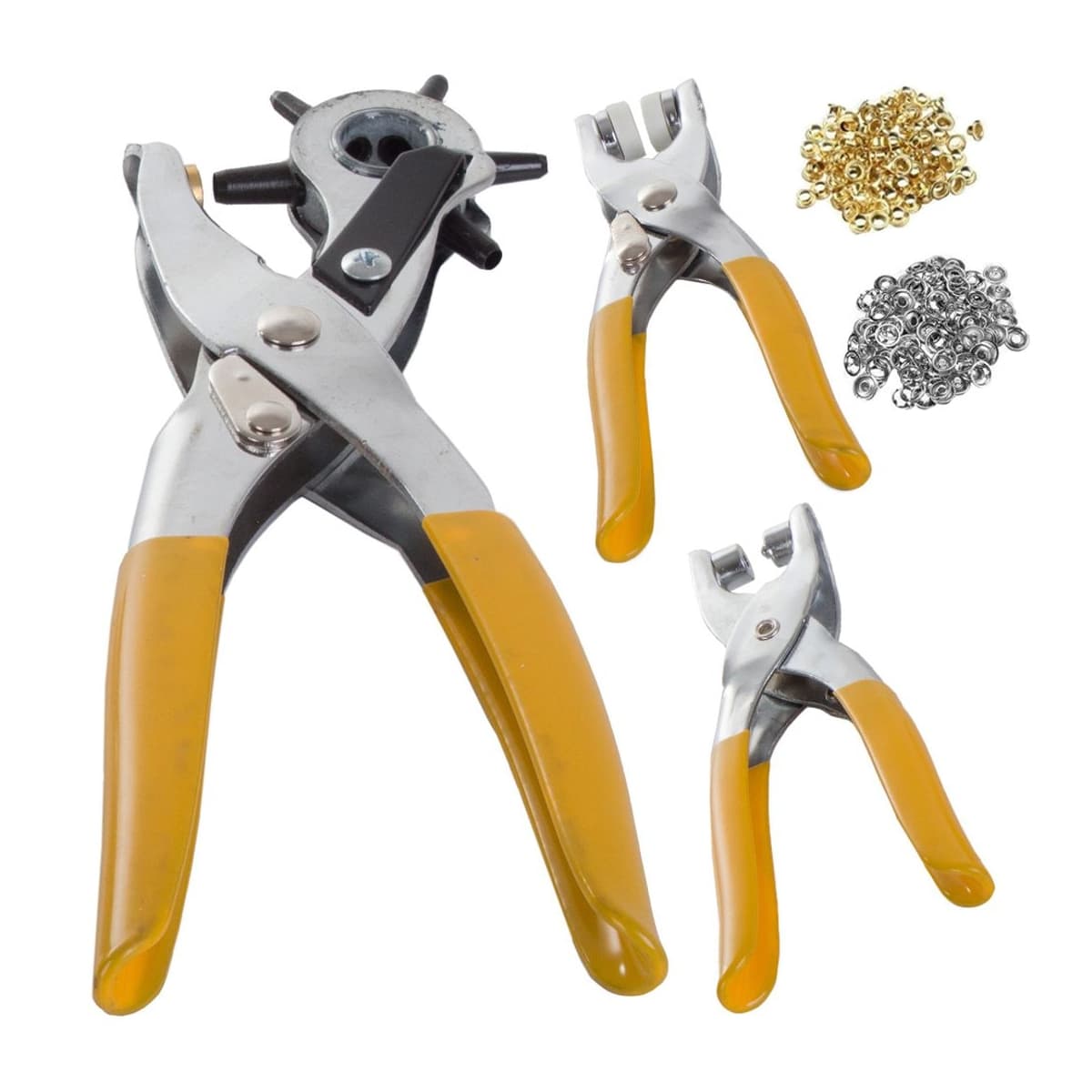 Läderverktygskit med 3 tänger och nitbeslag