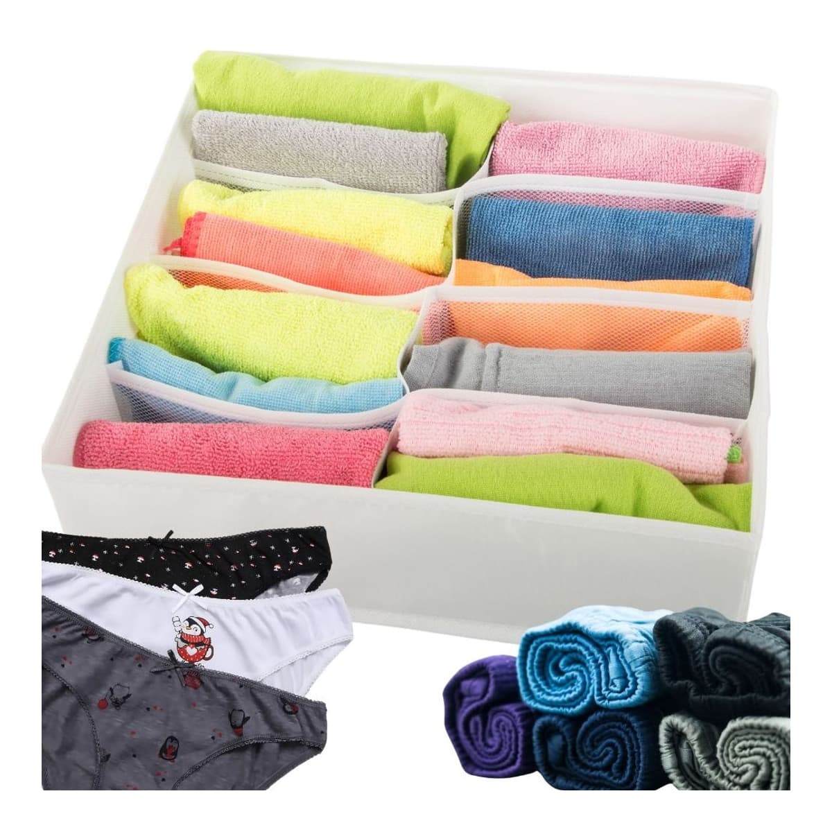 Lådfack för underkläder, 8 fack, 32x32 cm