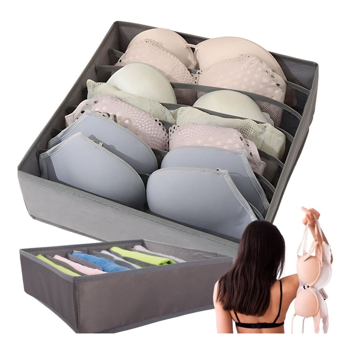 Lådinredning för underkläder, 6 fack, 32x32 cm