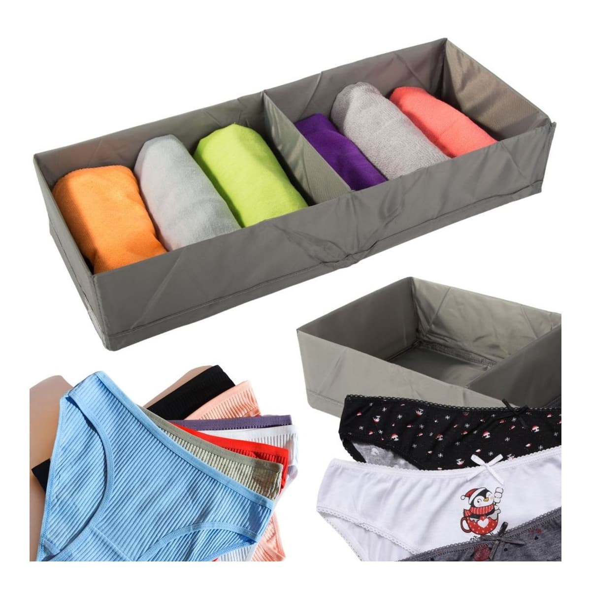 Lådorganiserare för underkläder, 2 fack, 51 cm