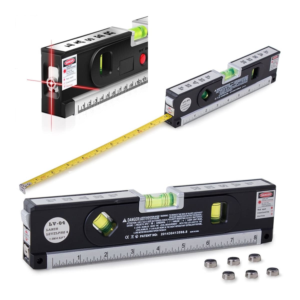 Laservattenpass med LED-belysning, 24 cm