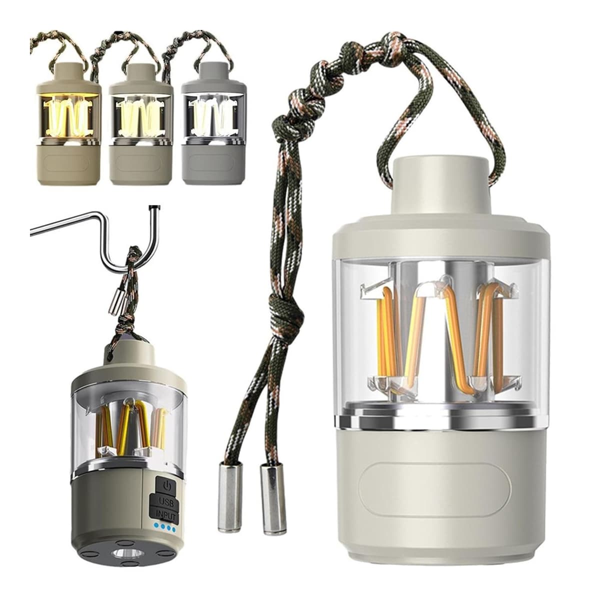 LED-camping lykta med powerbank, 20-180 lumen