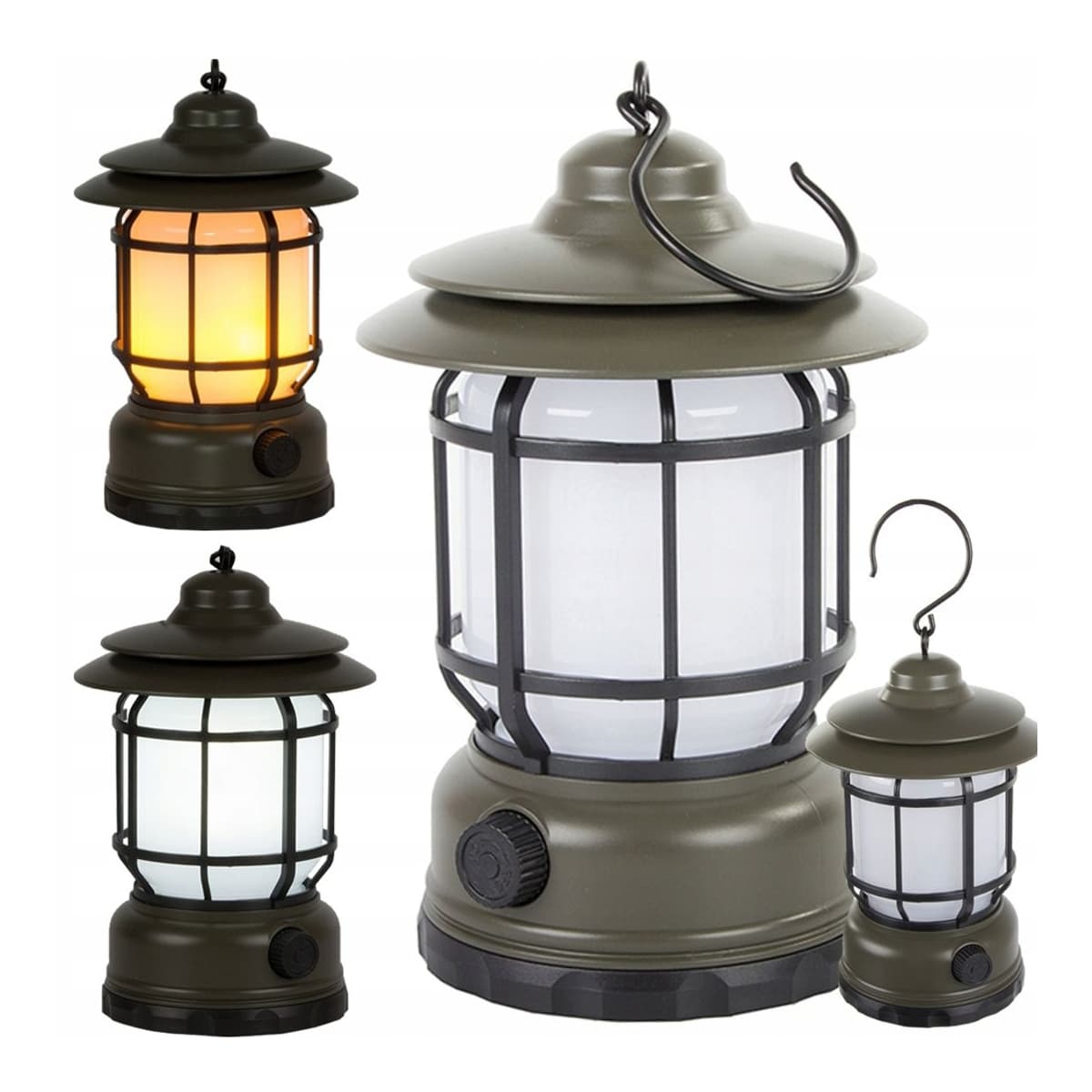 LED-campinglampa med krok, 18 cm, USB-C