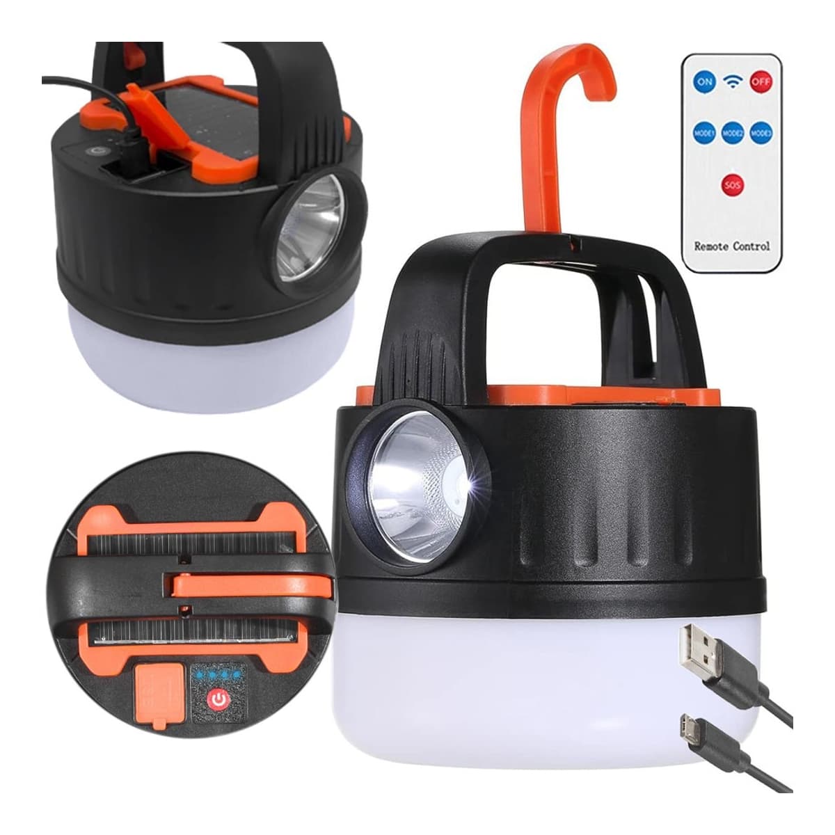 LED-campinglampa, uppladdningsbar, 13 cm