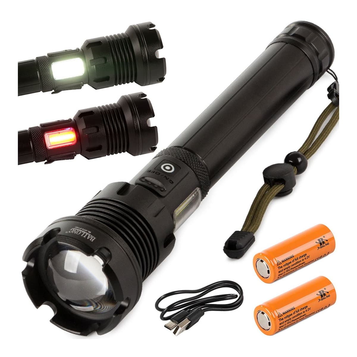 LED-ficklampa med powerbank, 1000m räckvidd