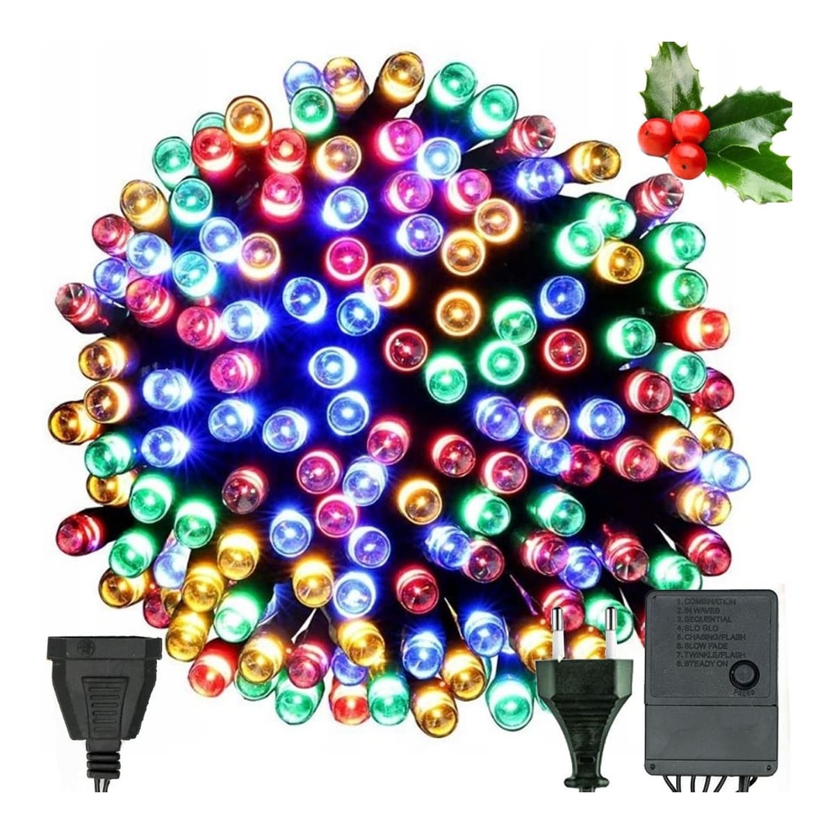 LED-julbelysning, 300 dioder, 8 program