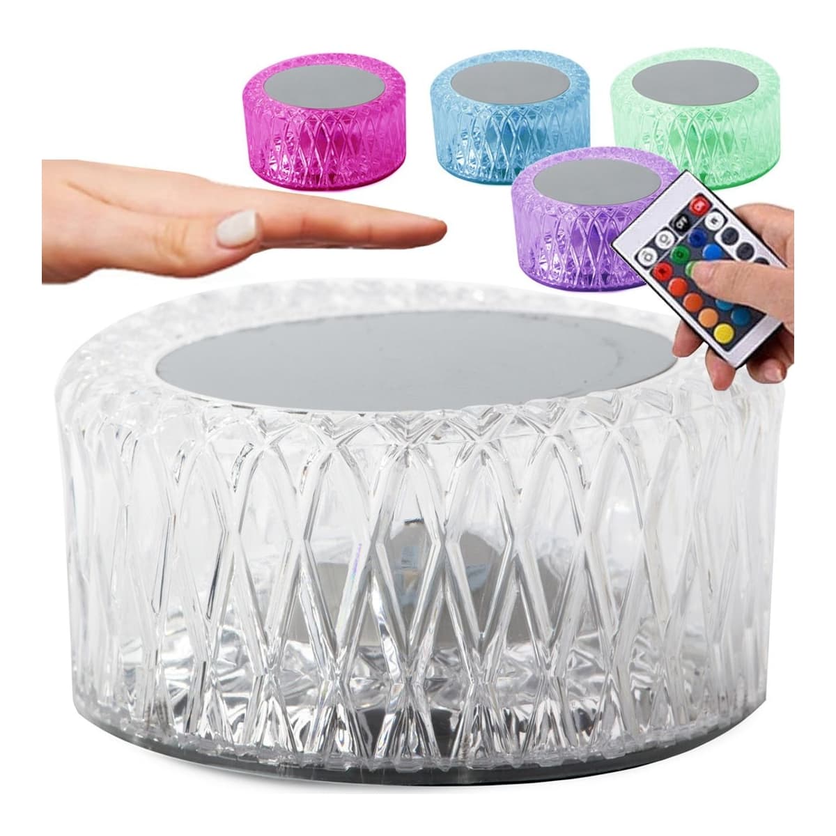 LED-kristalllampa, RGB, fjärrkontroll, 12 cm