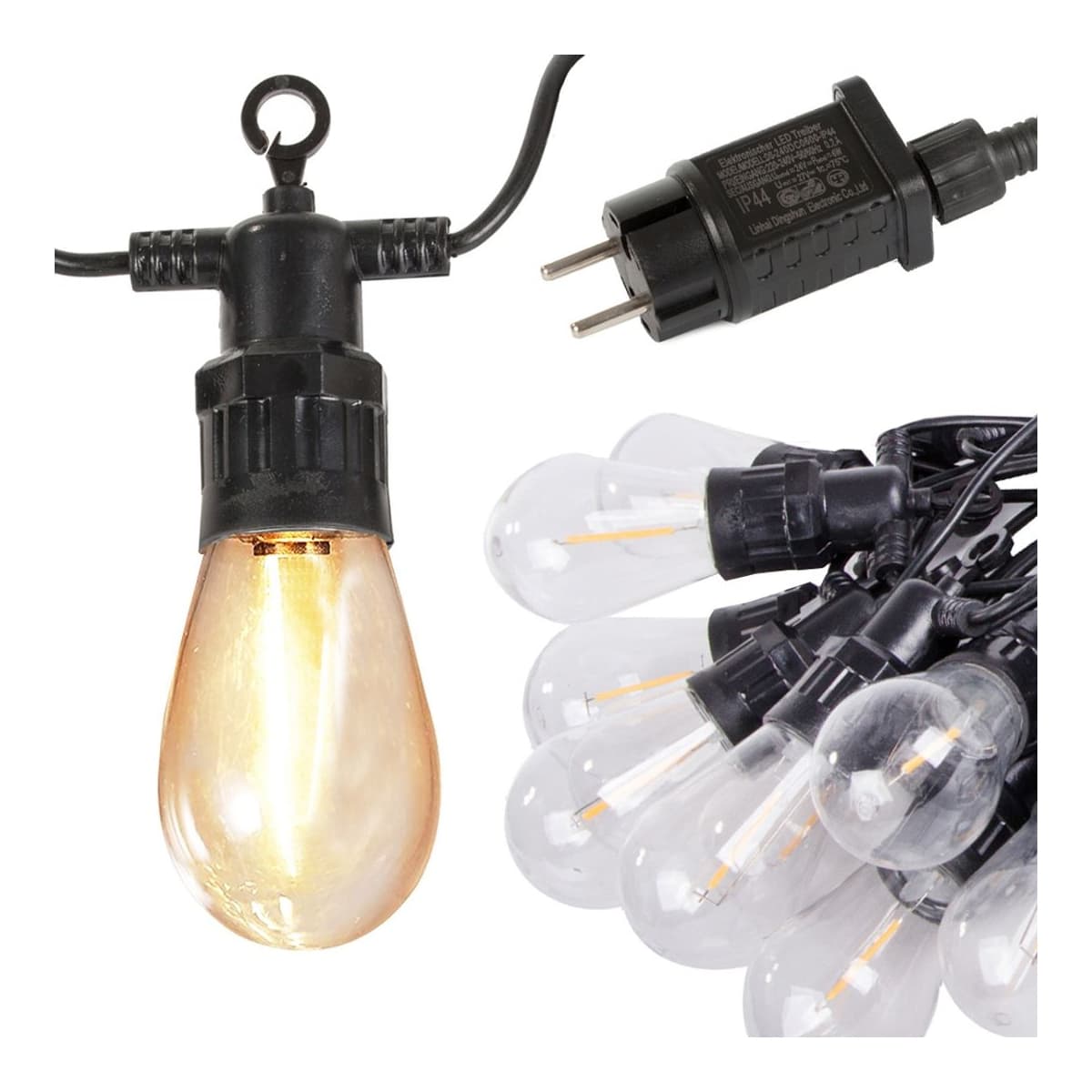 LED-ljusslinga för trädgård, 10 lampor, 10 m