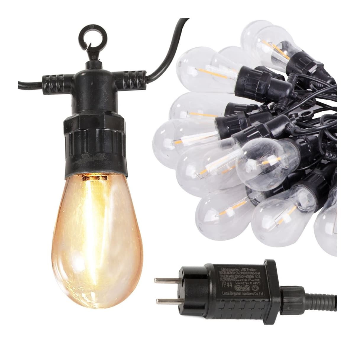 LED-ljusslinga, utomhus, 15 lampor, 15 m