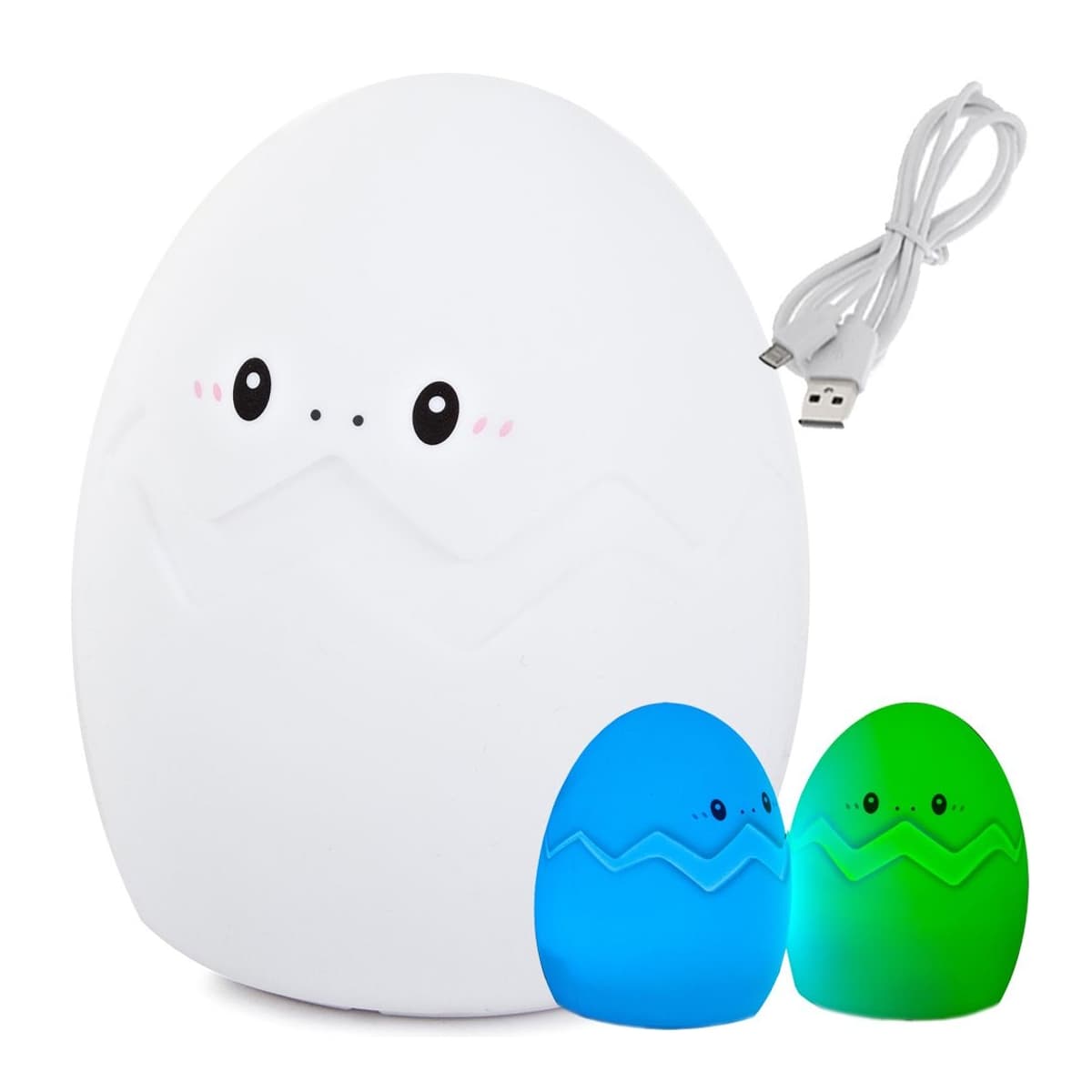 LED-nattlampa äggform, silikon, RGB, 12,5 cm