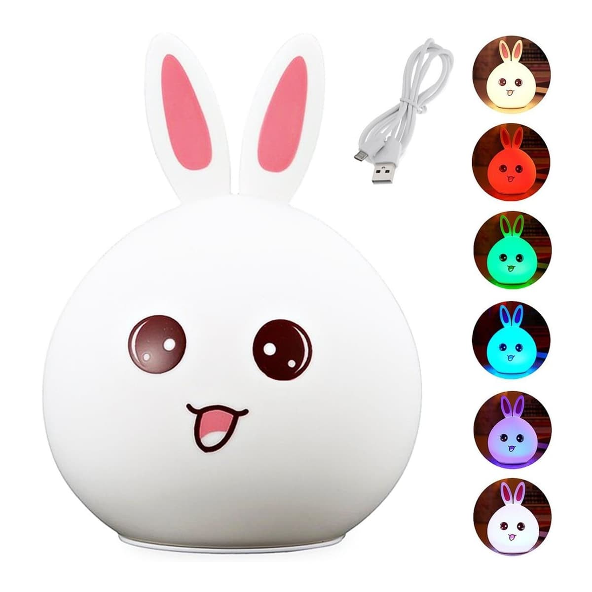 LED-nattlampa kanin, mjuk silikon, RGB