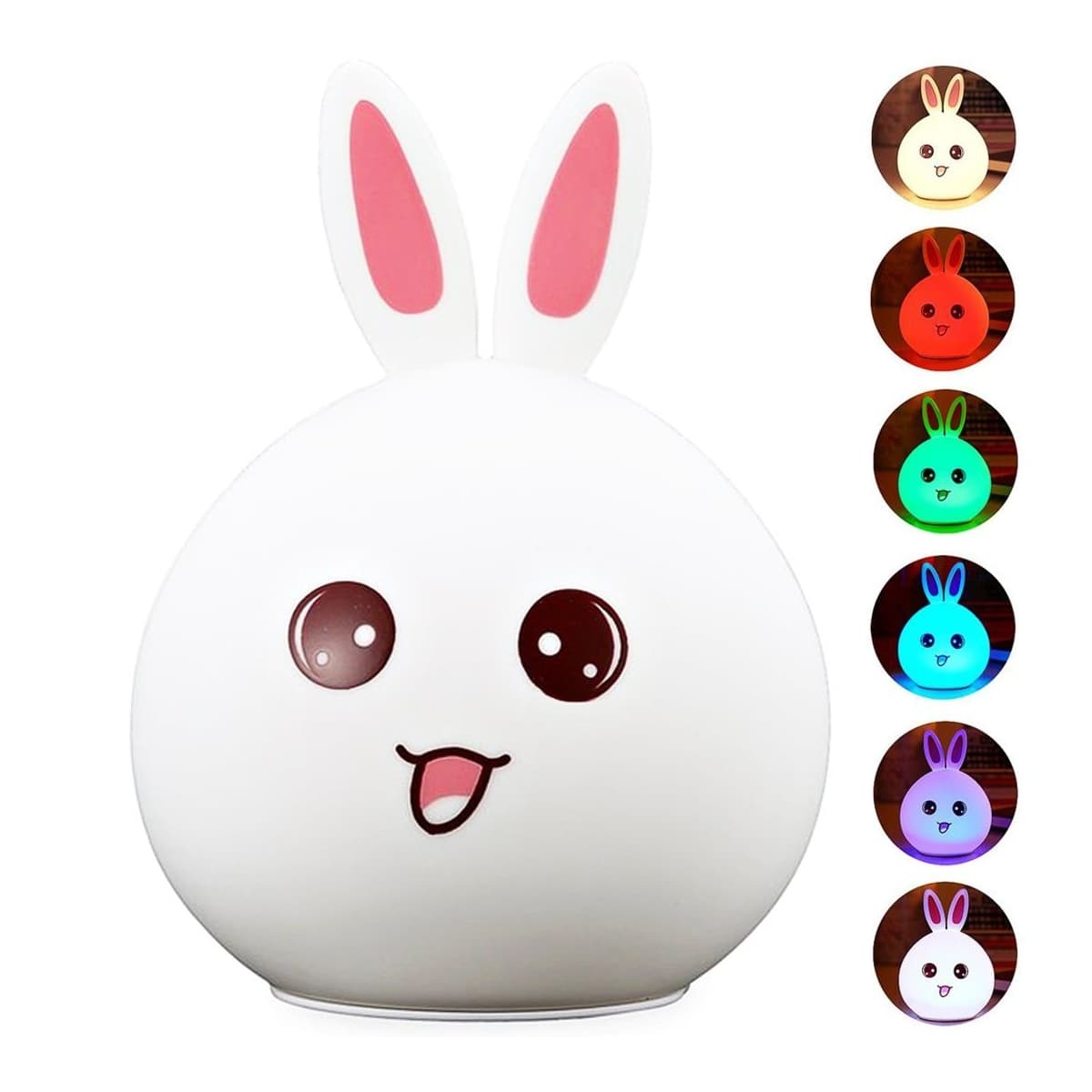 LED-nattlampa kanin, silikon, RGB touch, 15,5 cm