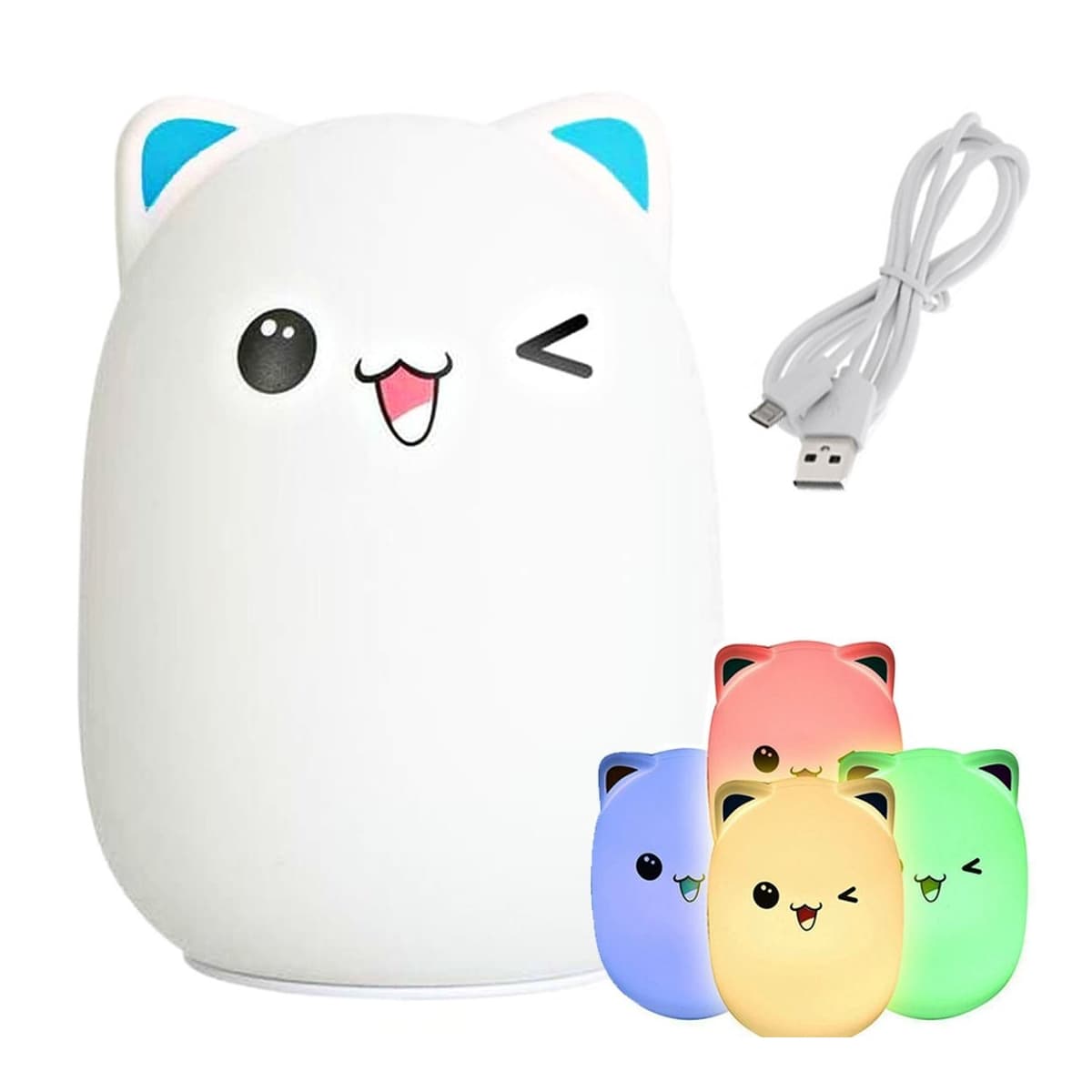 LED-nattlampa, katt, RGB, touchfunktion