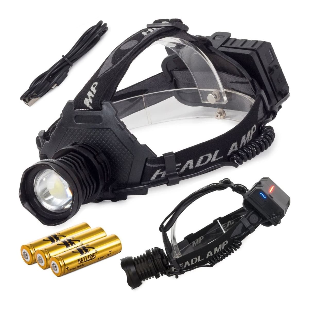 LED-pannlampa CREE XHP70 med powerbank, 1000m